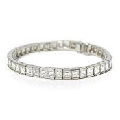 Cartier Platinum Emerald Cut Diamond Riviere Tennis Bracelet