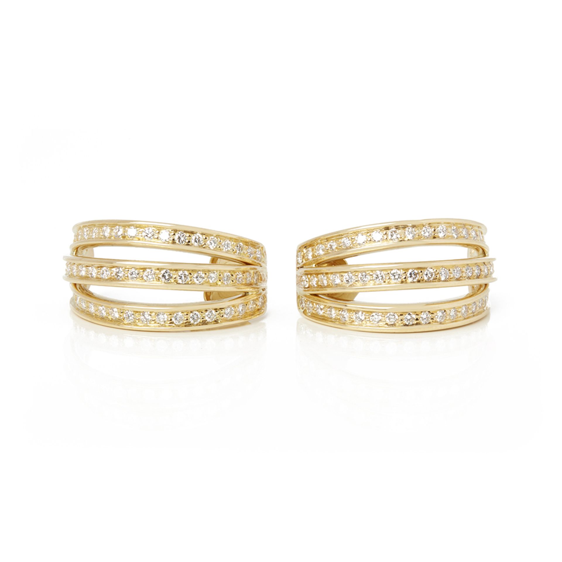 Cartier 18k Yellow Gold Three Row Diamond Earrings - Image 8 of 8