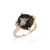 Cartier 18k Rose Gold Smoky Quartz & Diamond Cocktail Lotus Ring