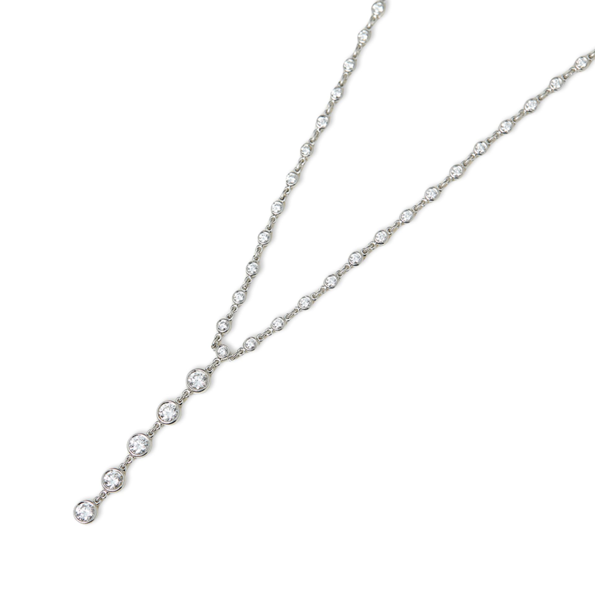 Tiffany & Co. Platinum Diamond Jazz T-Drop Design Necklace