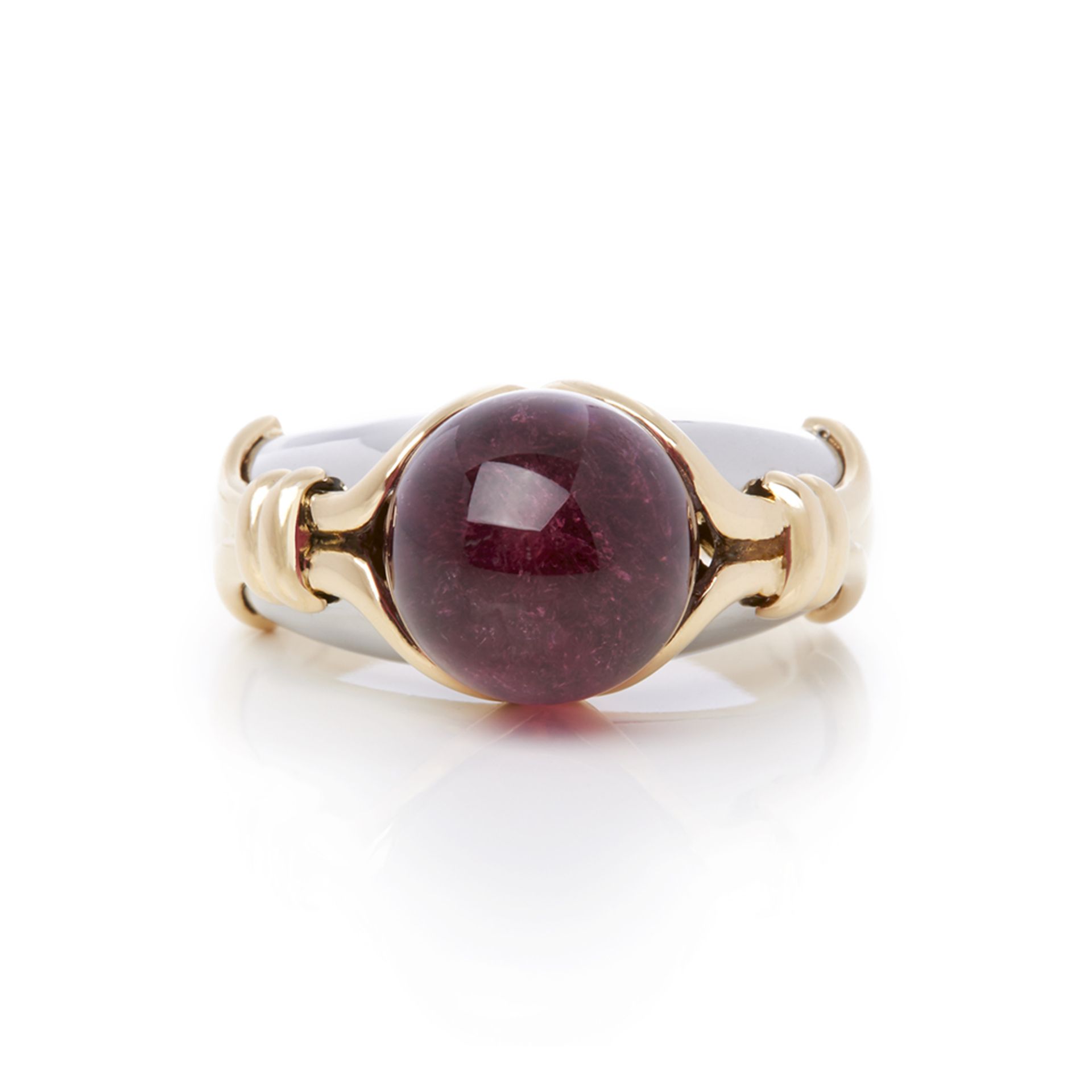 Bulgari 18k Yellow & White Gold Cabochon Tourmaline Ring - Image 8 of 8