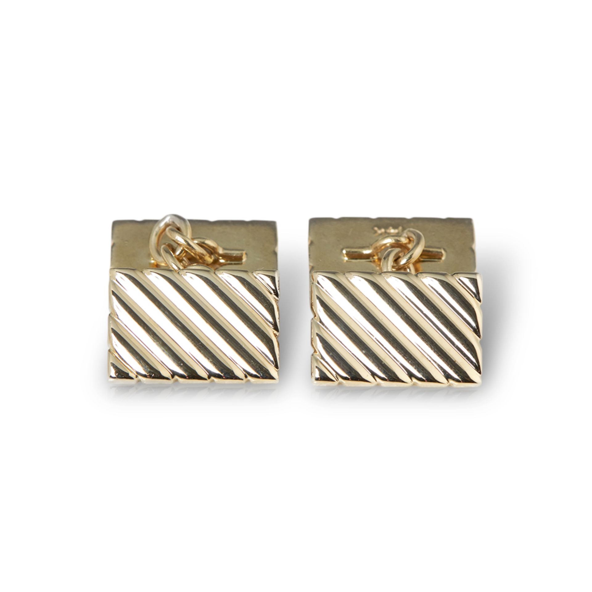 Tiffany & Co. 14k Yellow Gold Stripe Design Retro Cufflinks