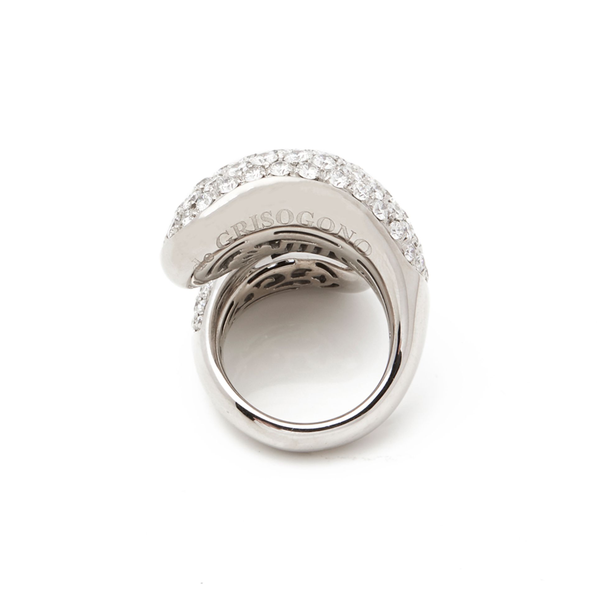 De Grisogono 18k White Gold Diamond Contrario Cocktail Ring - Image 5 of 8