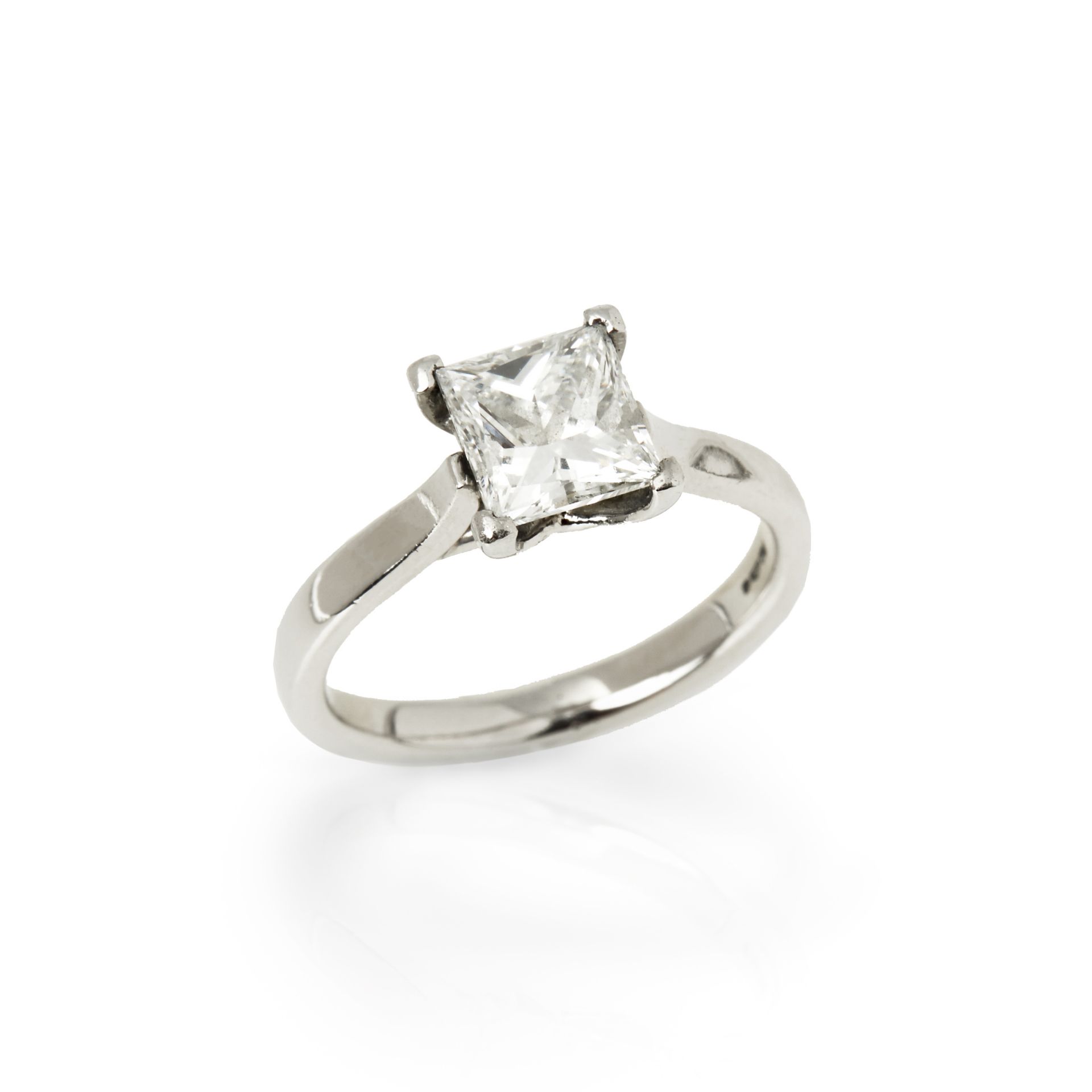 Platinum Princess Cut Diamond Solitaire Engagement Ring