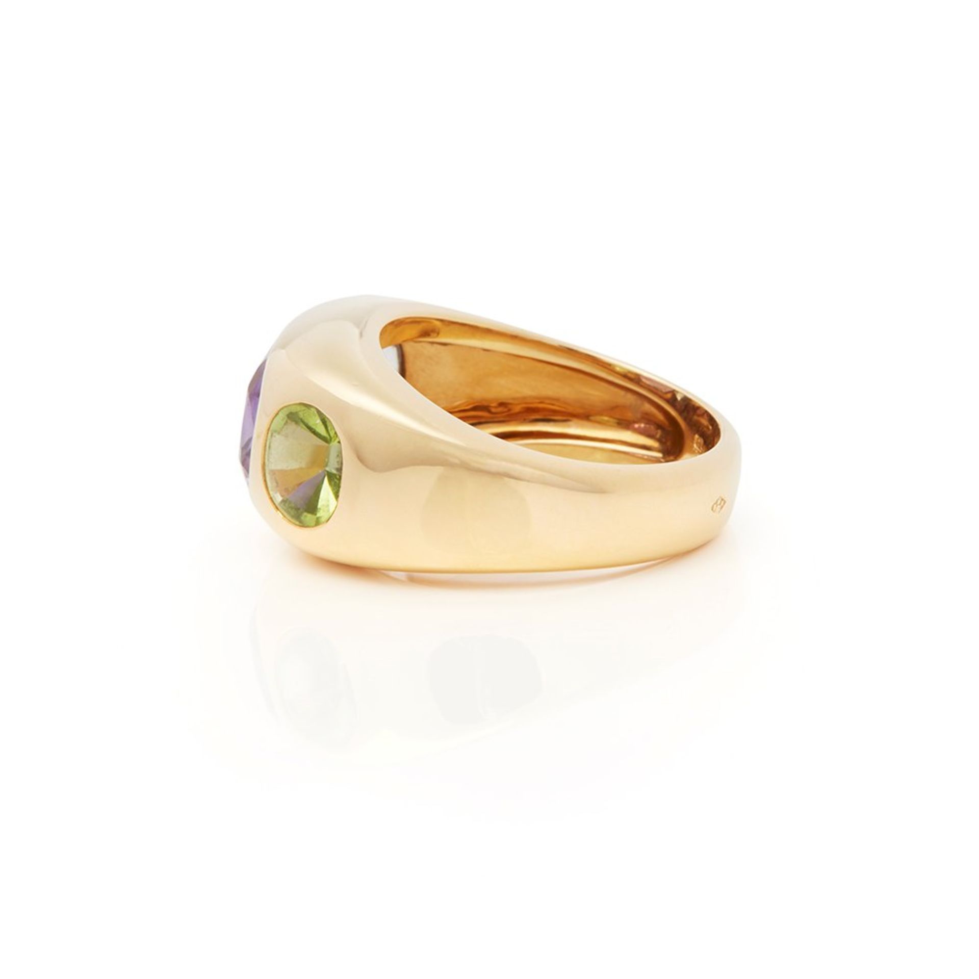 Chanel 18k Yellow Gold Amethyst Peridot Baroque Cocktail Ring - Image 4 of 8