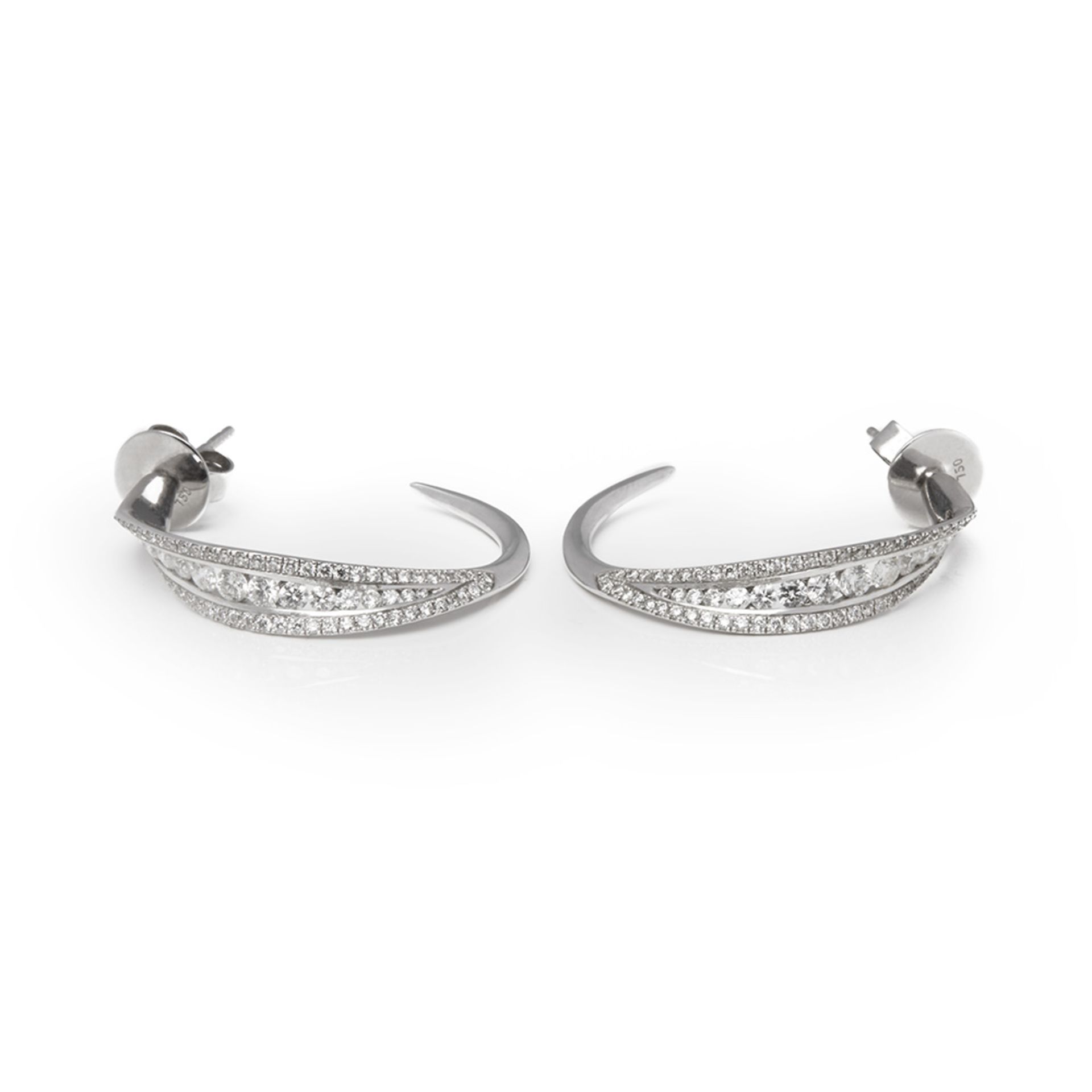 Mappin & Webb 18k White Gold Diamond Hoop Earrings - Image 3 of 7