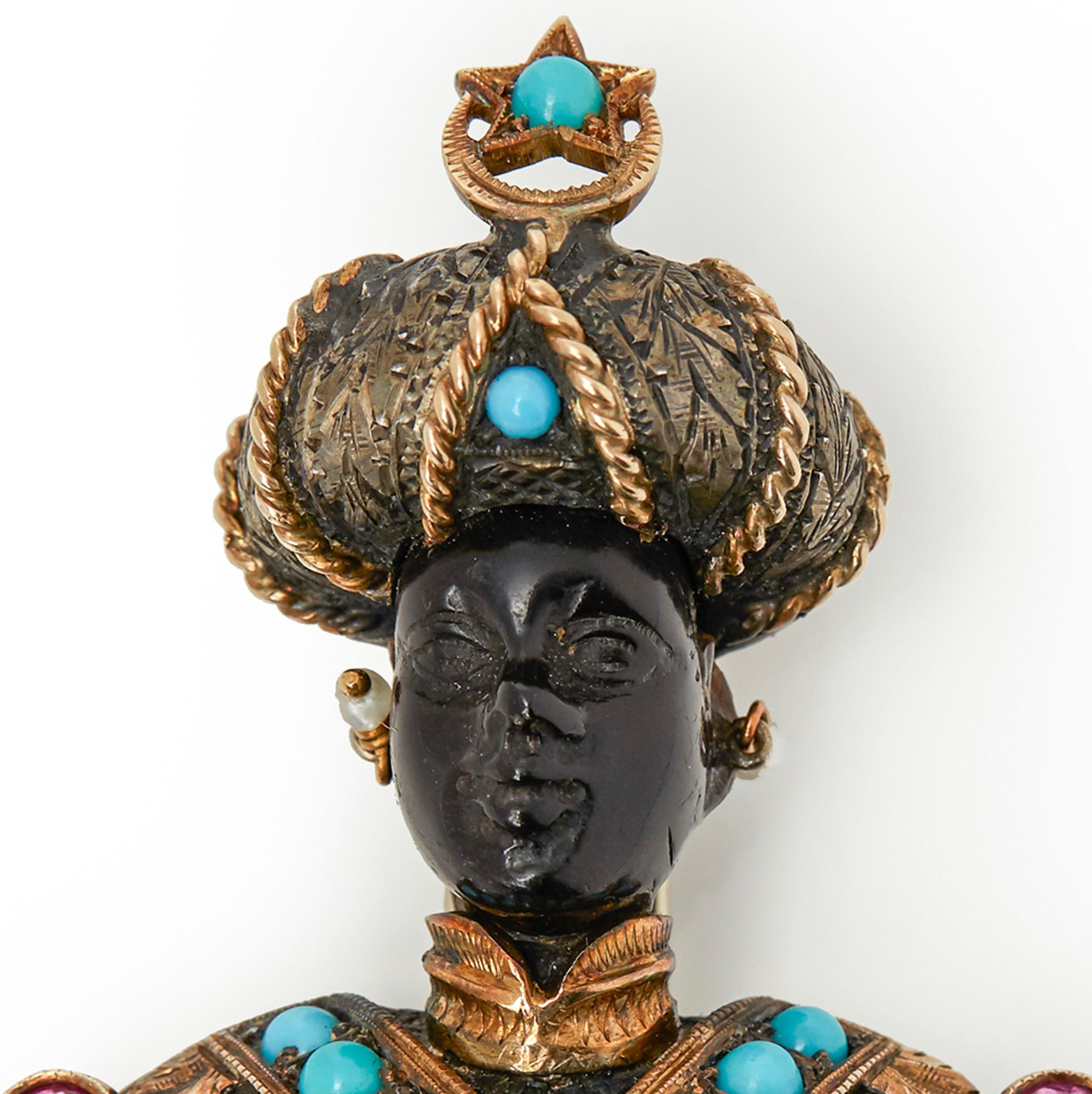 Nardi Moretto Multi-Gemstone Vintage Blackamoor Brooch - Image 5 of 6