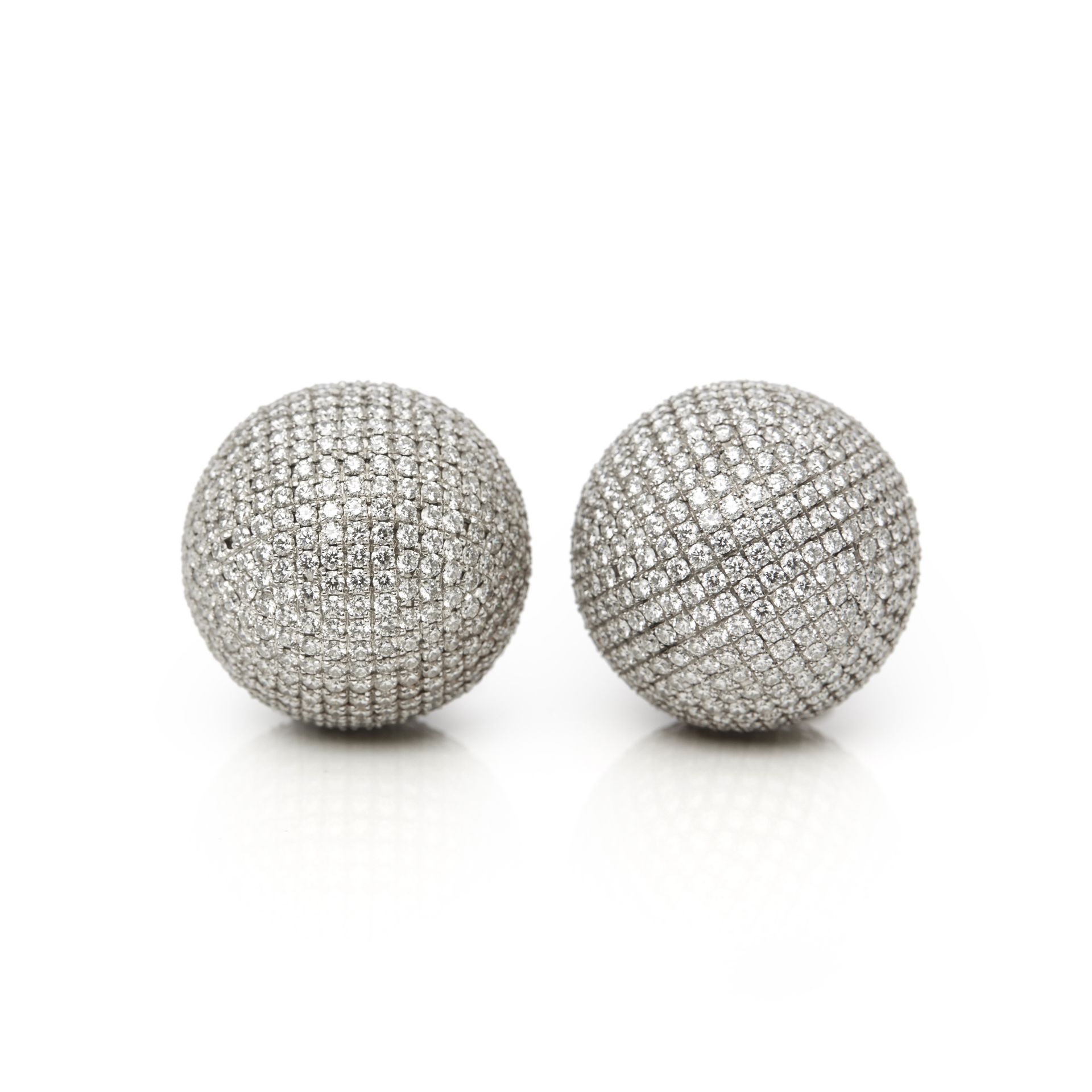 Bottega Veneta 18k White Gold Diamond Sfera Drop Earrings - Image 6 of 9