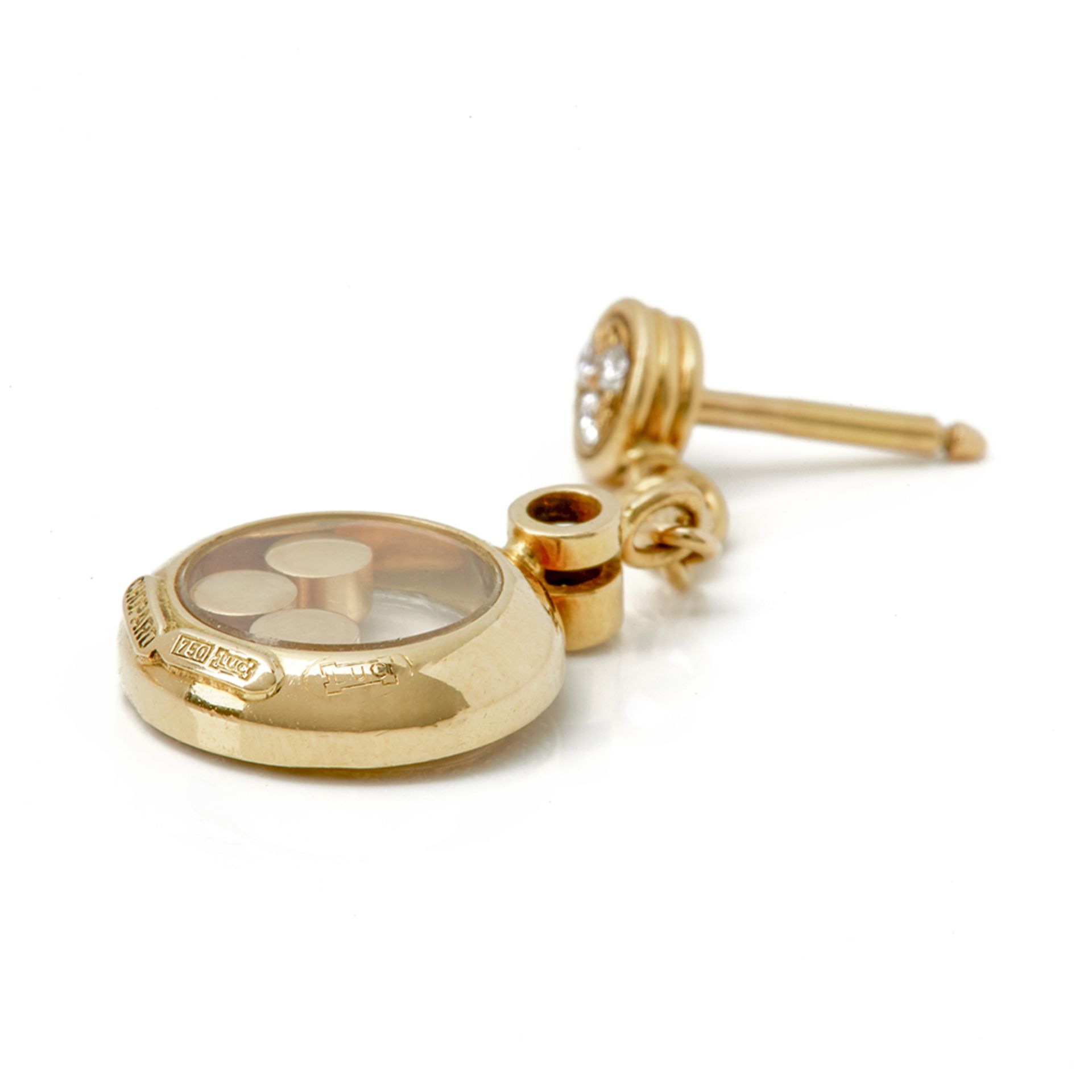 Chopard 18k Yellow Gold Happy Diamonds Drop Earrings - Image 4 of 6