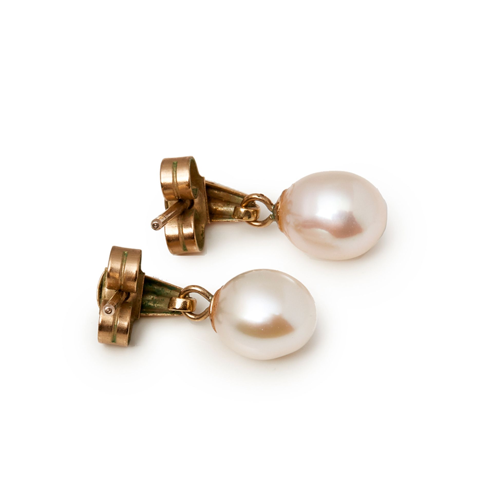 Cellini 9k Yellow Gold Cultured Pearl Drop Earrings - Image 3 of 3