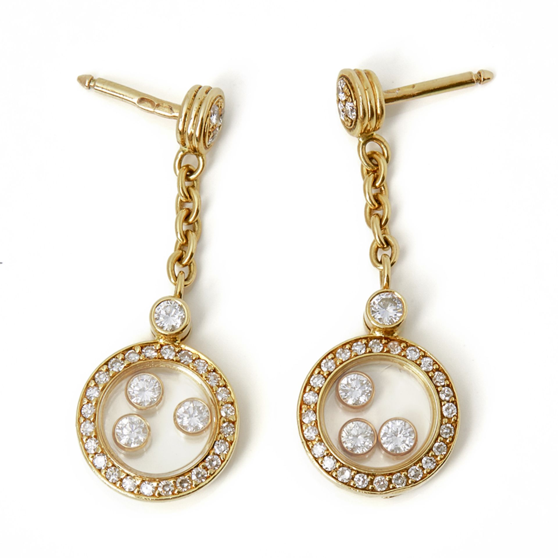 Chopard 18k Yellow Gold Happy Diamonds Drop Earrings - Image 6 of 6