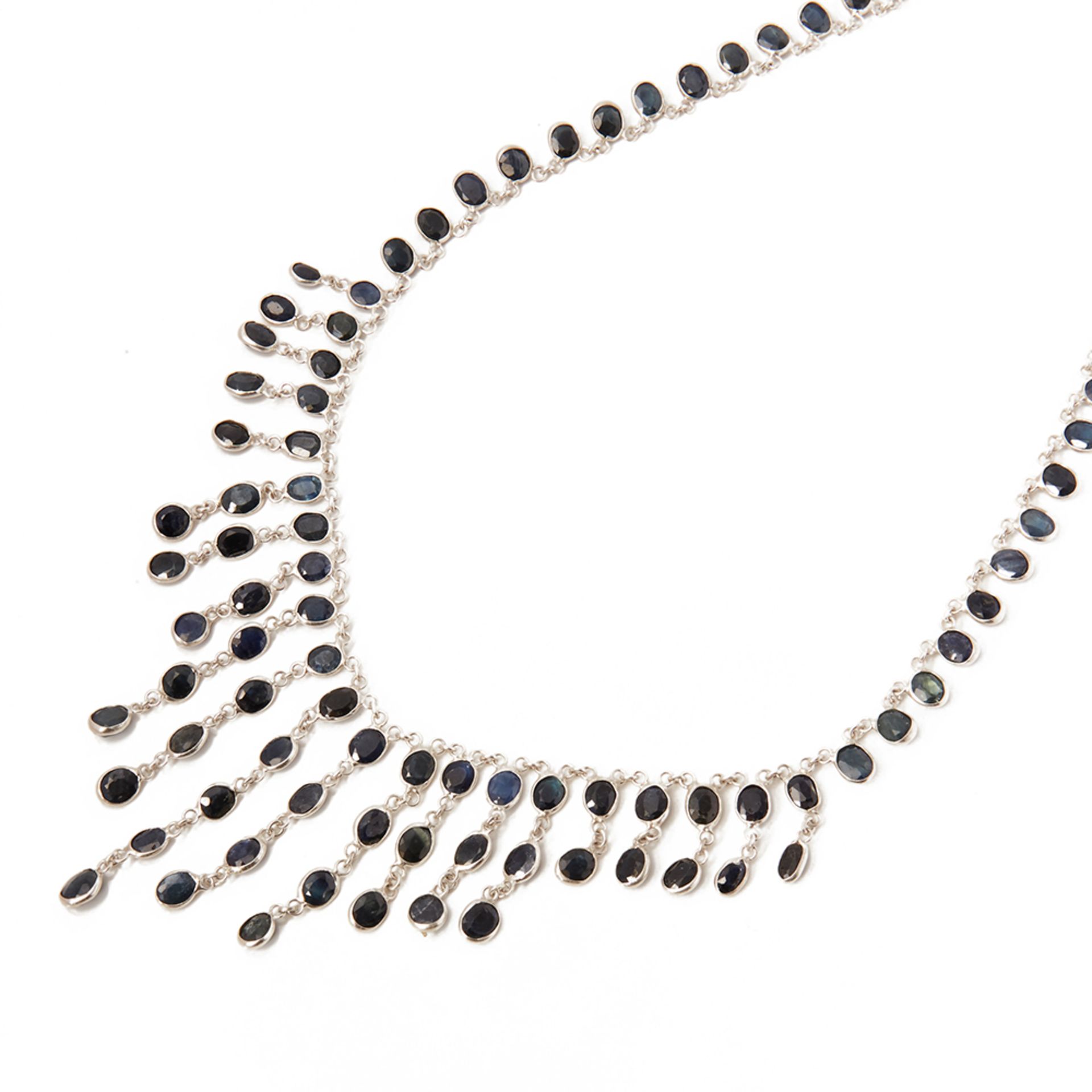 Cellini Silver Sapphire Drop Necklace