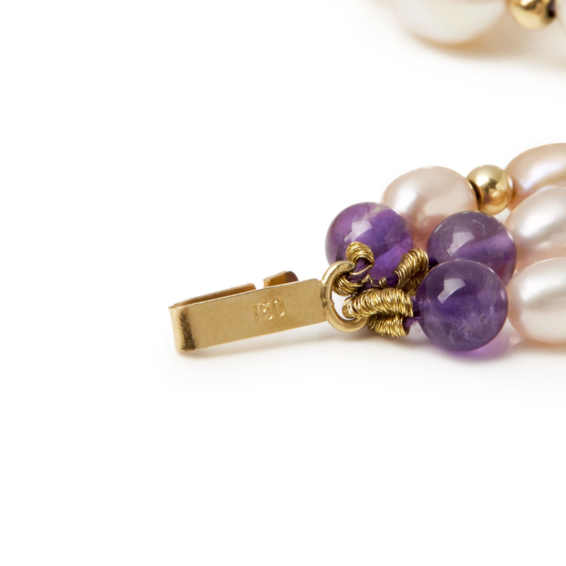 Cellini 18k Yellow Gold Amethyst & Cultured Pearl Multi-Strand Bracelet - Image 4 of 6