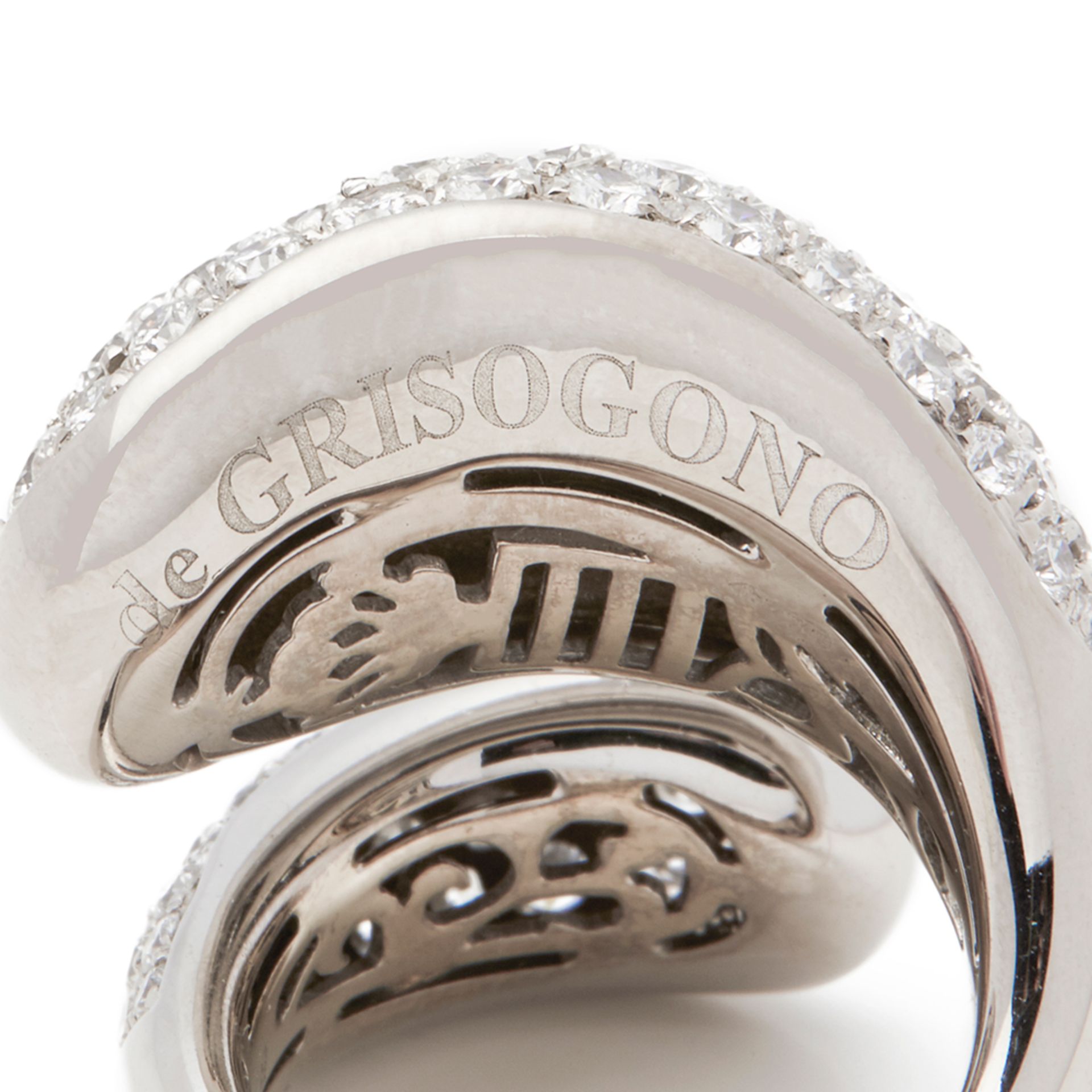 De Grisogono 18k White Gold Diamond Contrario Cocktail Ring - Image 4 of 8