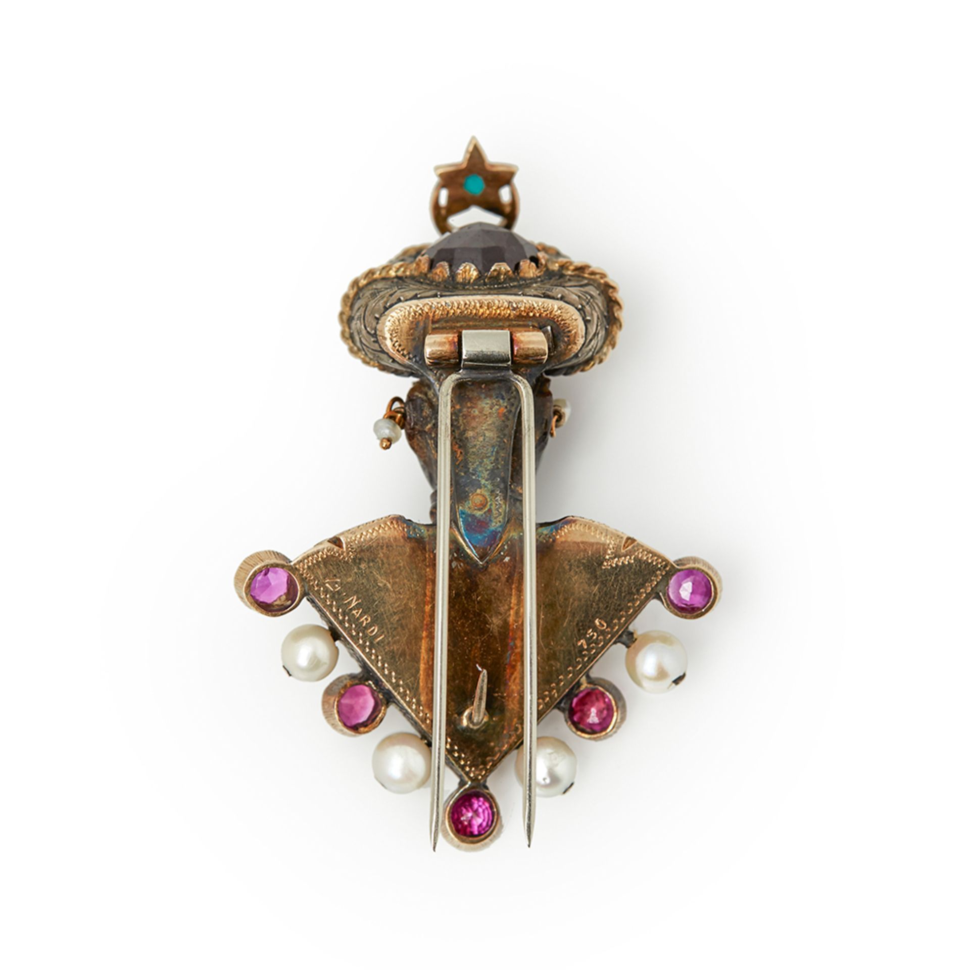 Nardi Moretto Multi-Gemstone Vintage Blackamoor Brooch - Image 6 of 6