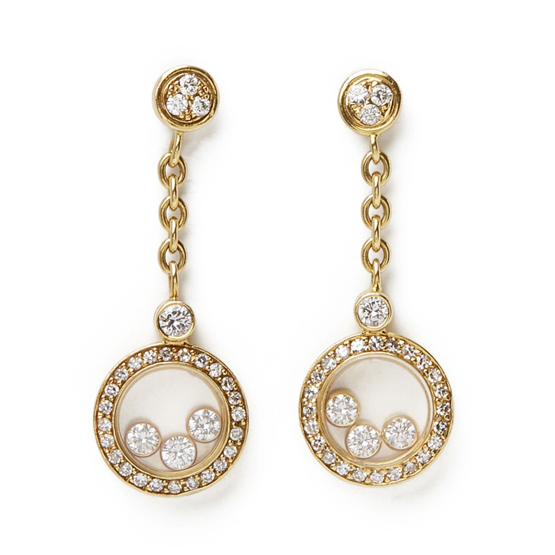 Chopard 18k Yellow Gold Happy Diamonds Drop Earrings