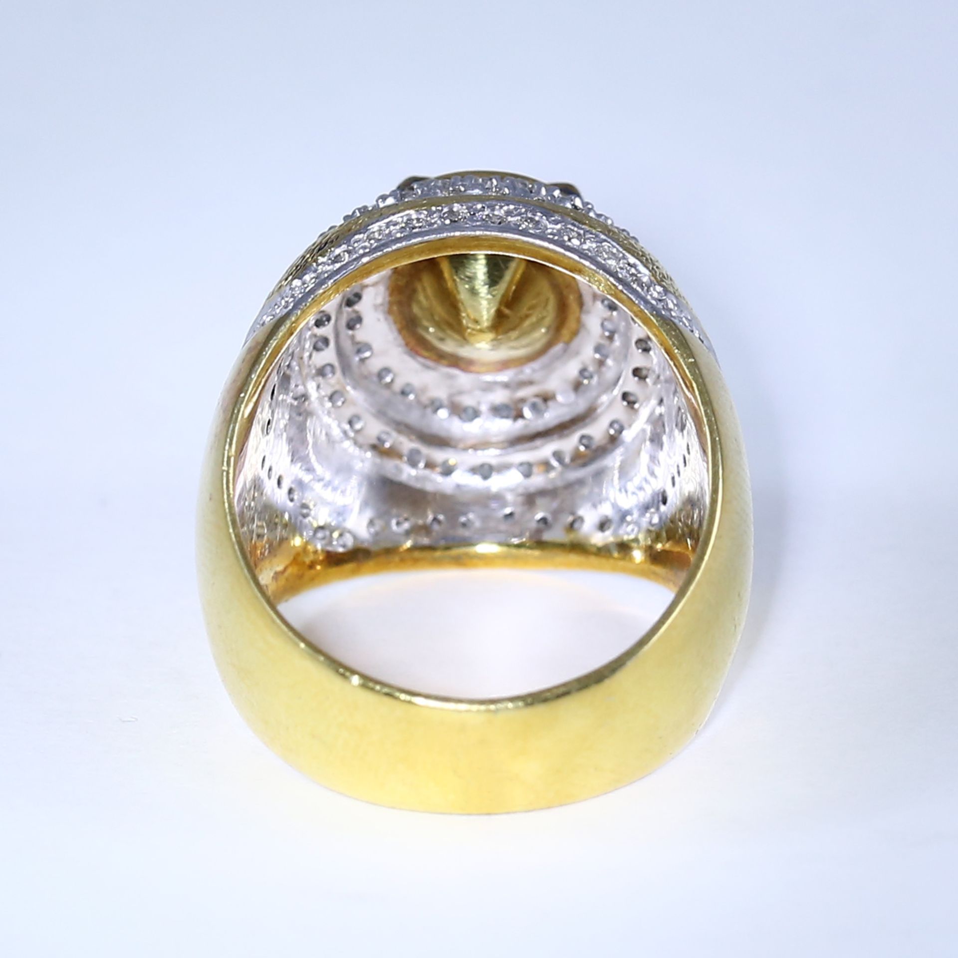 9 K Yellow Gold Designer Ruby and Diamond Men’s Ring - Image 3 of 6