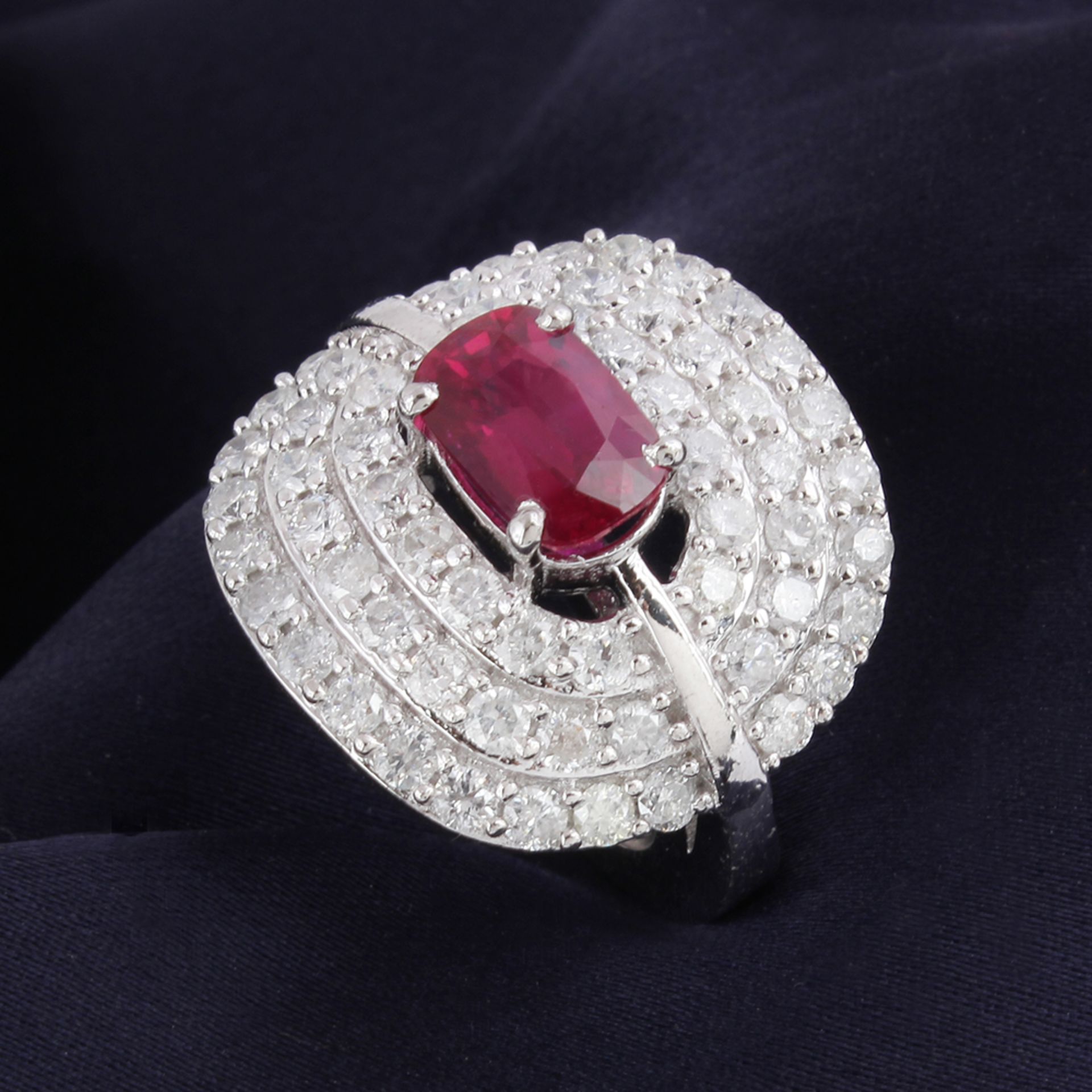 14 K / 585 White Gold Designer Ruby (GIA Certified) & Diamond Ring - Image 7 of 10