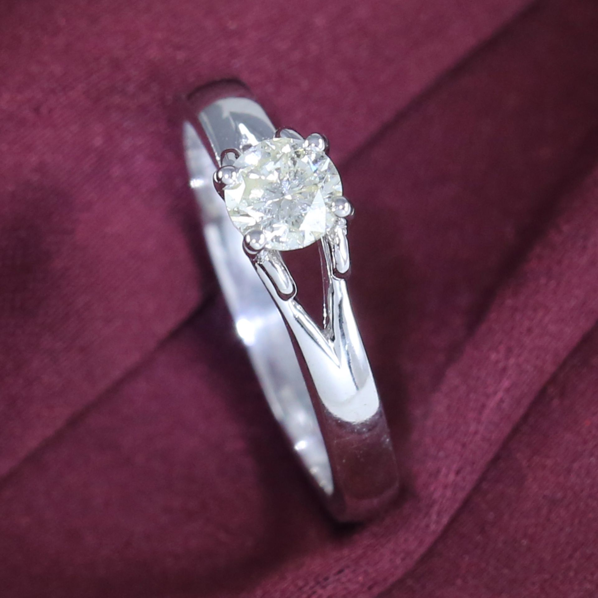 14 K White Gold Certified Solitaire Diamond Ring - Image 3 of 7