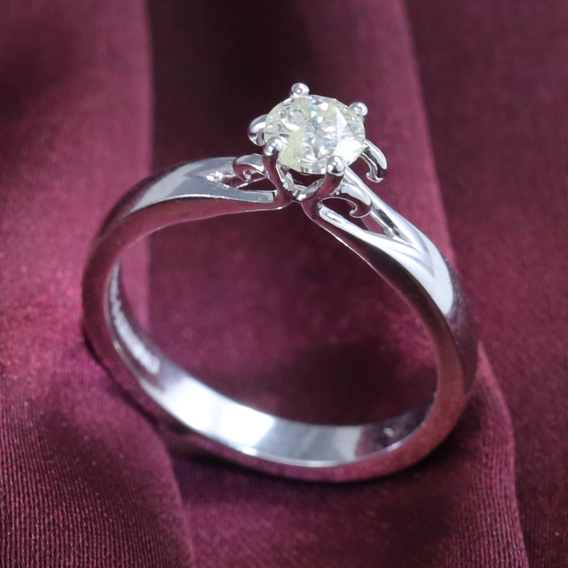 14 K White Gold Certified Solitaire Diamond Ring