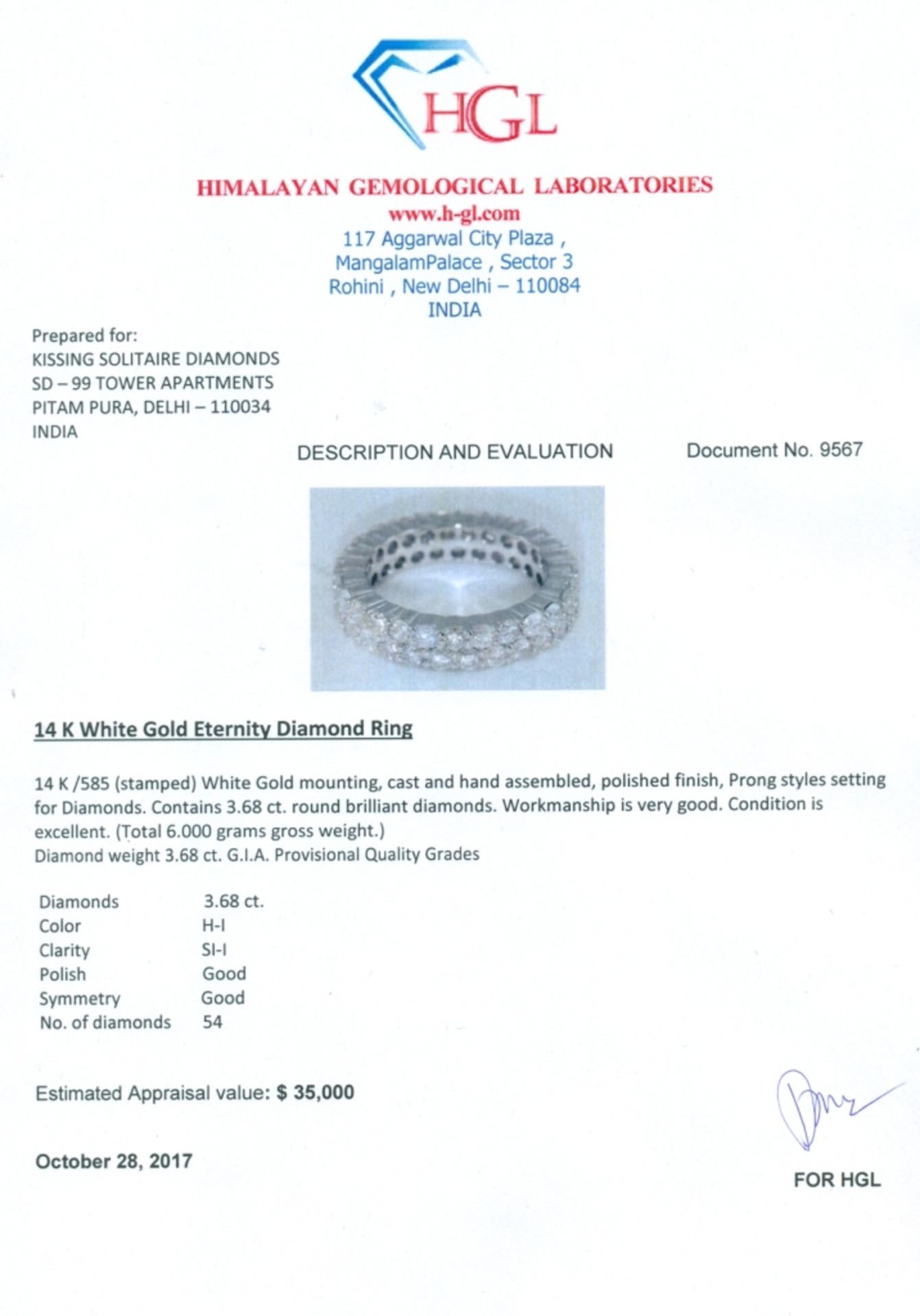14 K / 585 White Gold Eternity Diamond Ring - Image 2 of 10
