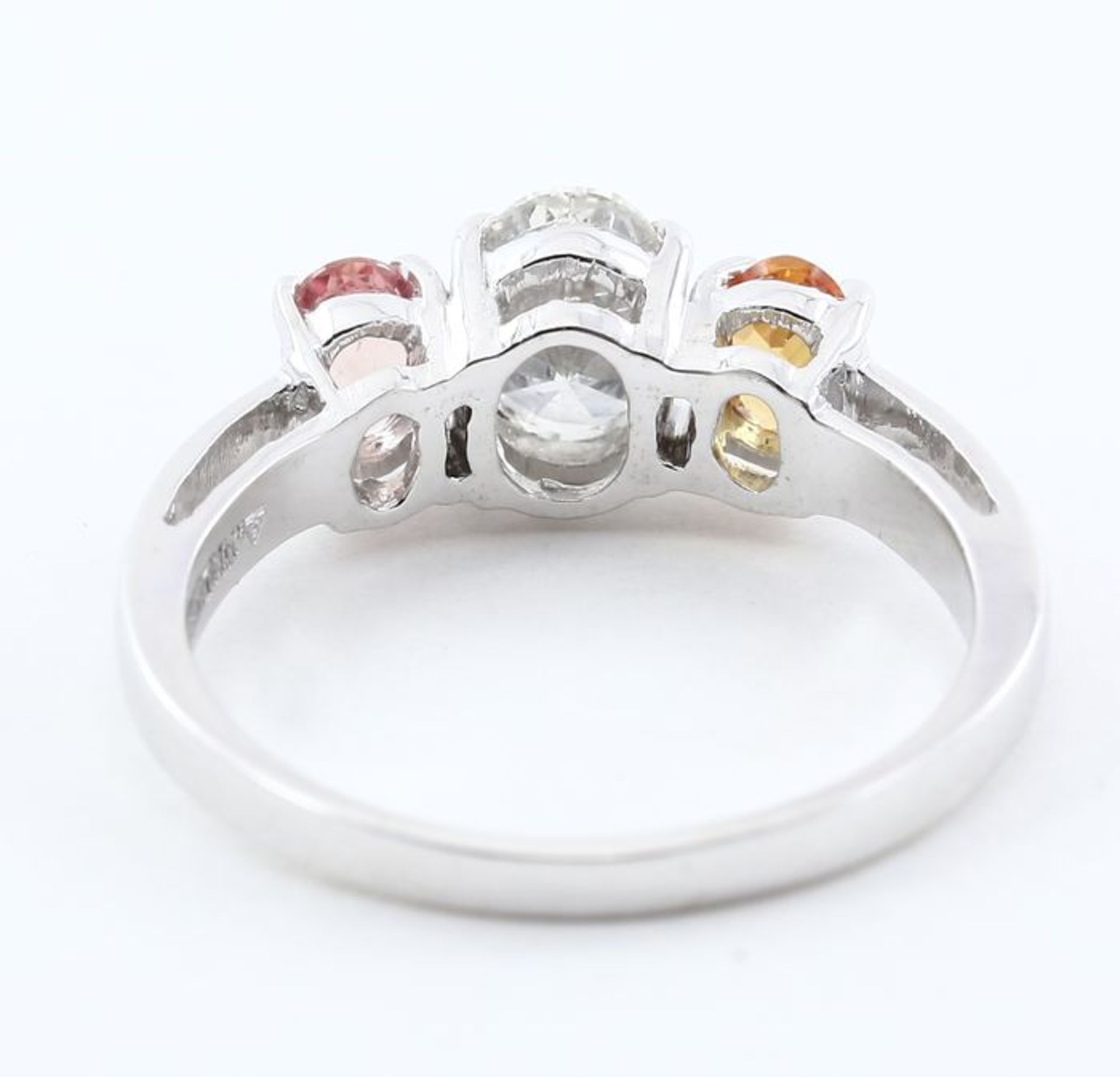 14 K / 585 White Gold Padparadscha Sapphire (IGI Certified) & Diamond Ring - Image 7 of 8