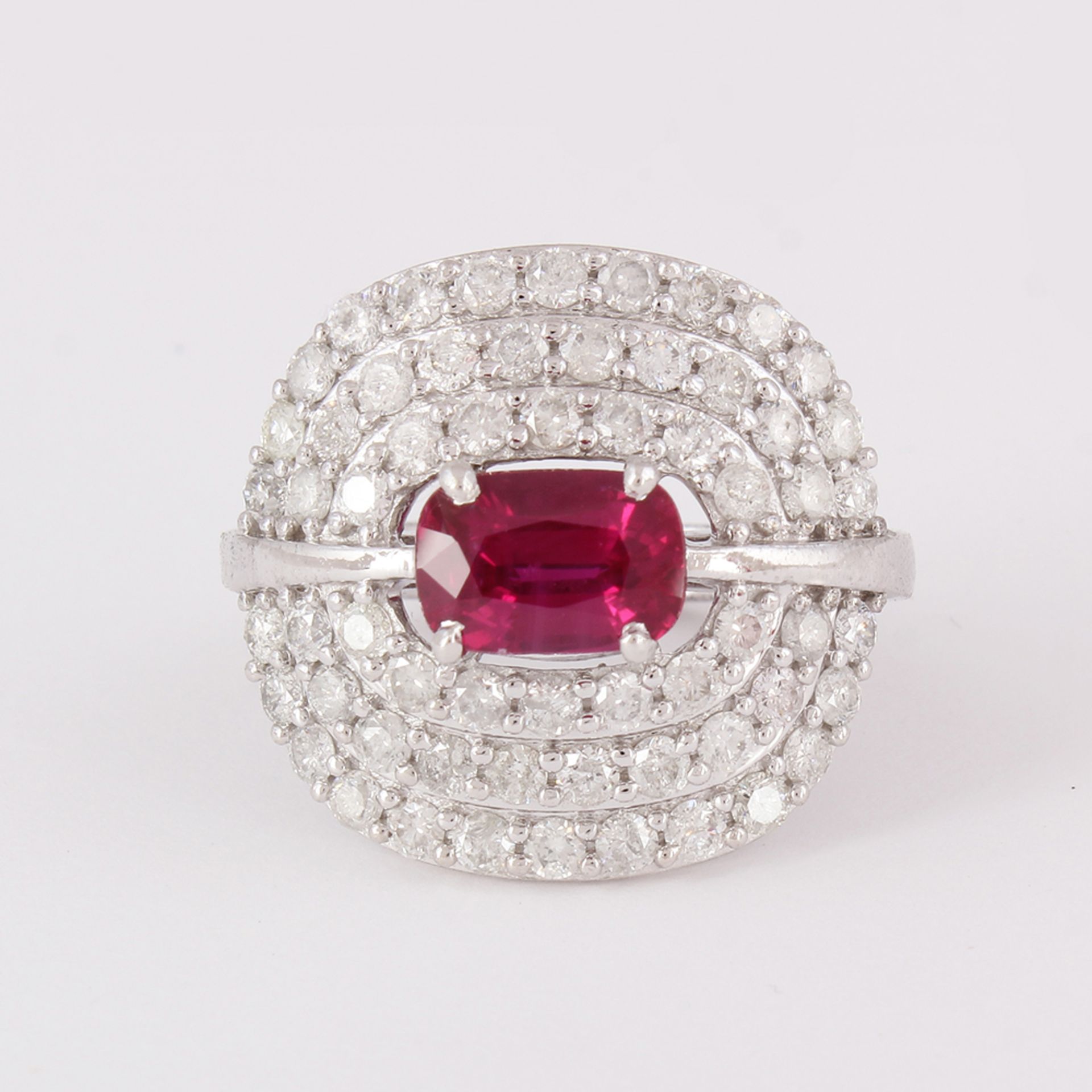 14 K / 585 White Gold Designer Ruby (GIA Certified) & Diamond Ring - Image 5 of 10