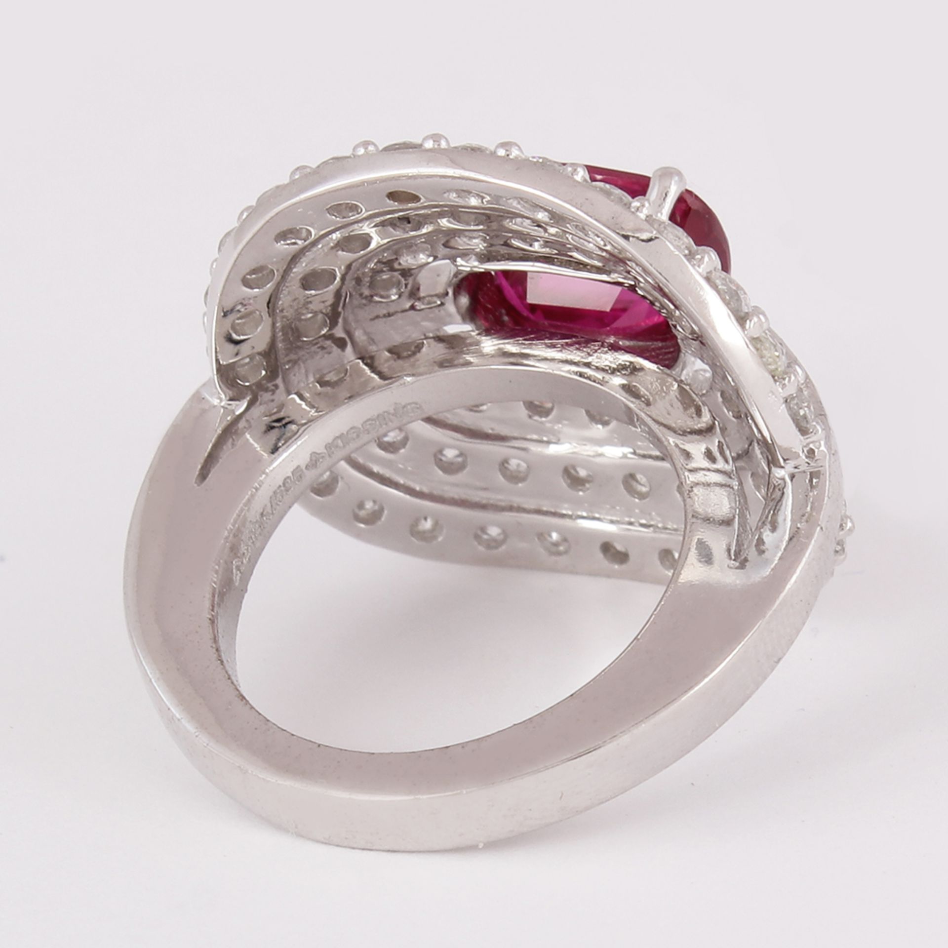 14 K / 585 White Gold Designer Ruby (GIA Certified) & Diamond Ring - Image 10 of 10