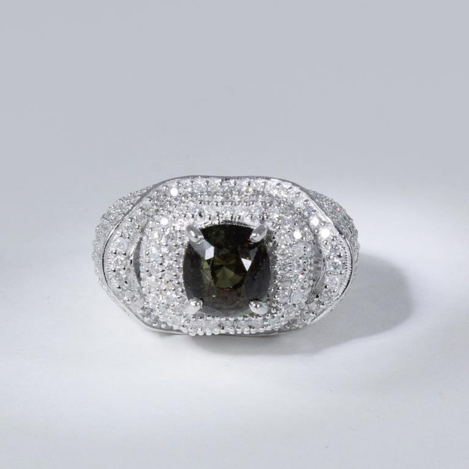 14 K / 585 White Gold Designer GRS Certified Alexandrite (Color Change) & Diamond Ring - Image 5 of 10