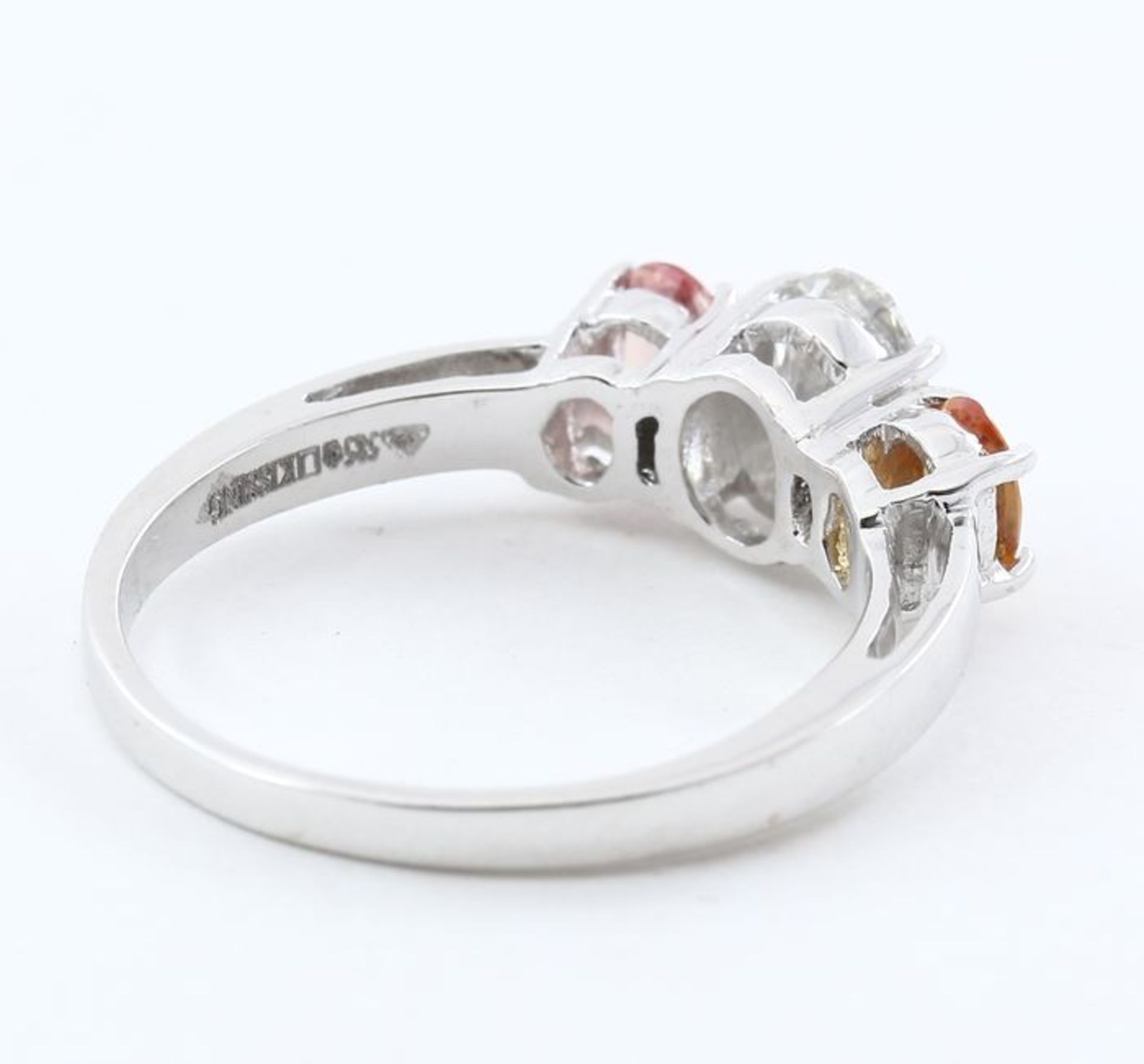 14 K / 585 White Gold Padparadscha Sapphire (IGI Certified) & Diamond Ring - Image 6 of 8