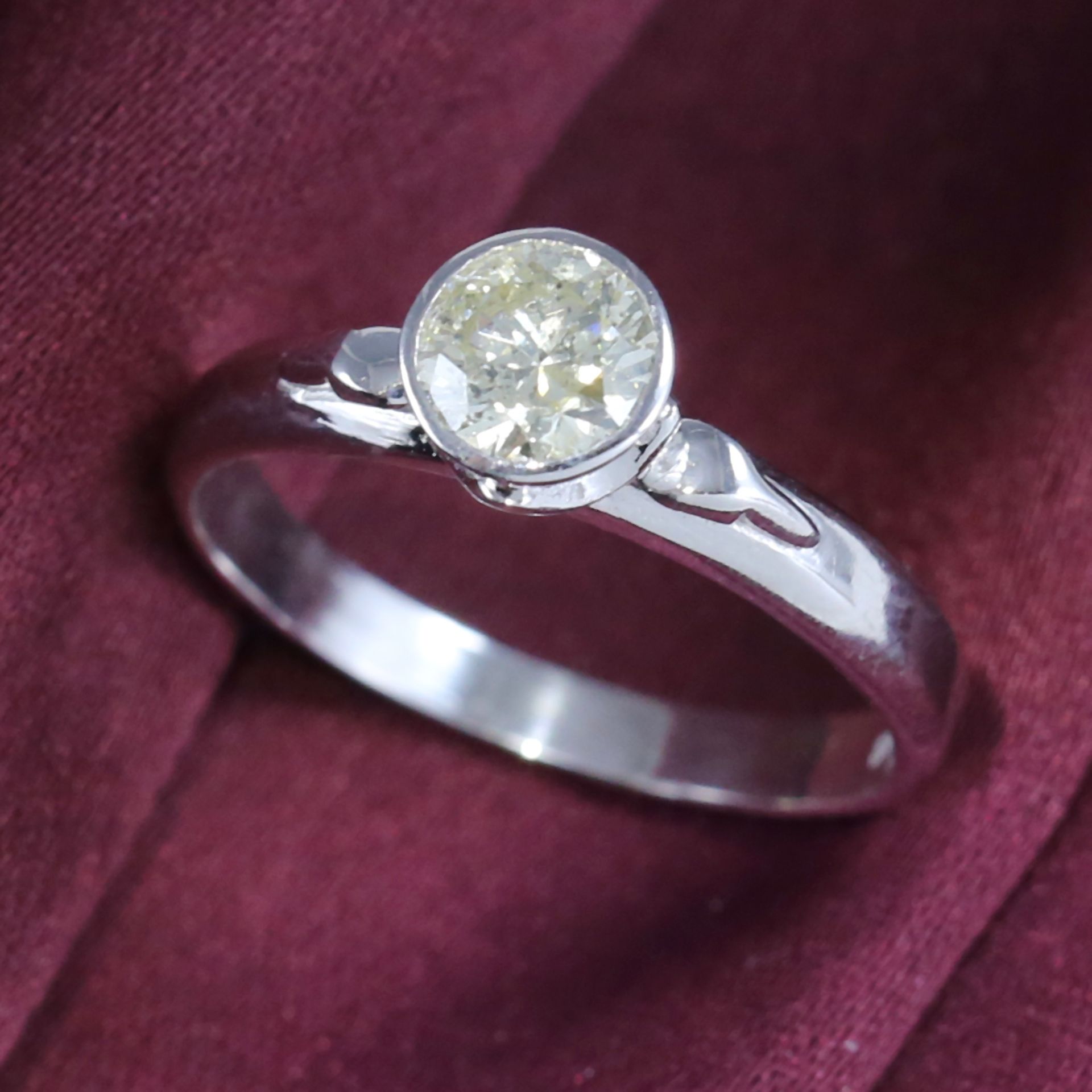 14 K White Gold Solitaire Diamond Ring