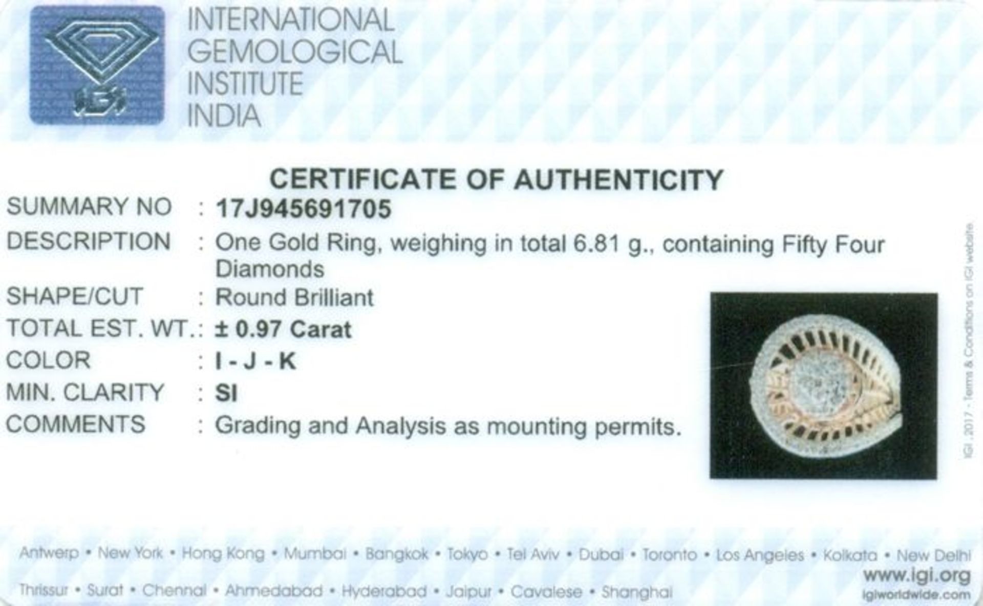 IGI Certified 18 K Yellow Gold Designer Diamond Ring - Image 2 of 9