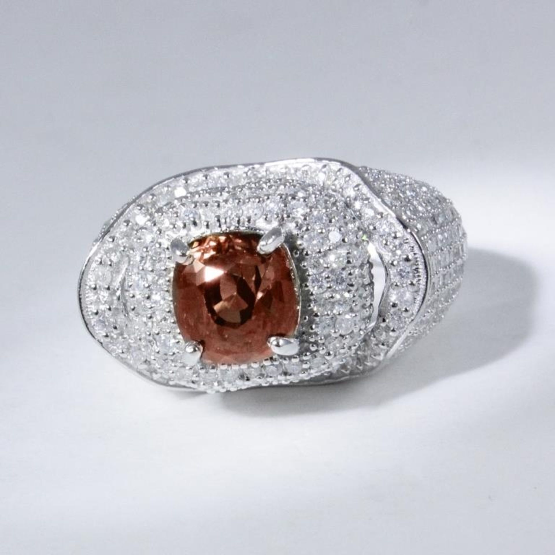 14 K / 585 White Gold Designer GRS Certified Alexandrite (Color Change) & Diamond Ring - Image 7 of 10