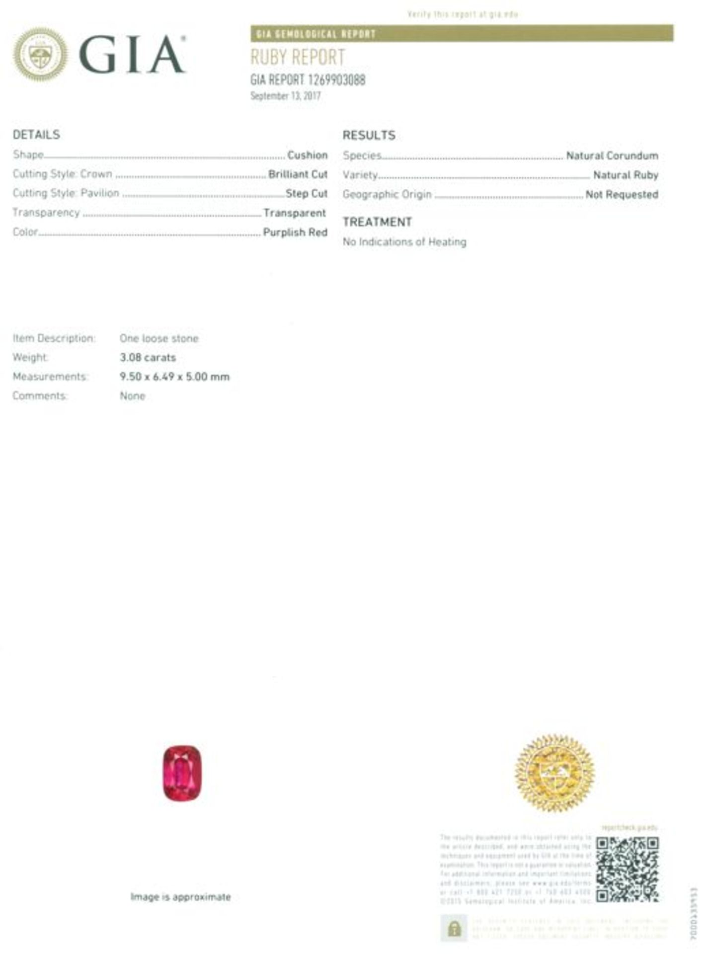 14 K / 585 White Gold Designer Ruby (GIA Certified) & Diamond Ring - Image 2 of 10