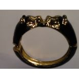 No Reserve Panther bangle in black on gold metal