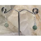 Jadeite sterling silver earrings 925 stamped