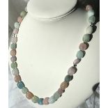 Knotted Beryl Statment Necklace huge gems Aguamarine morganite hessonite emerald sterling silver