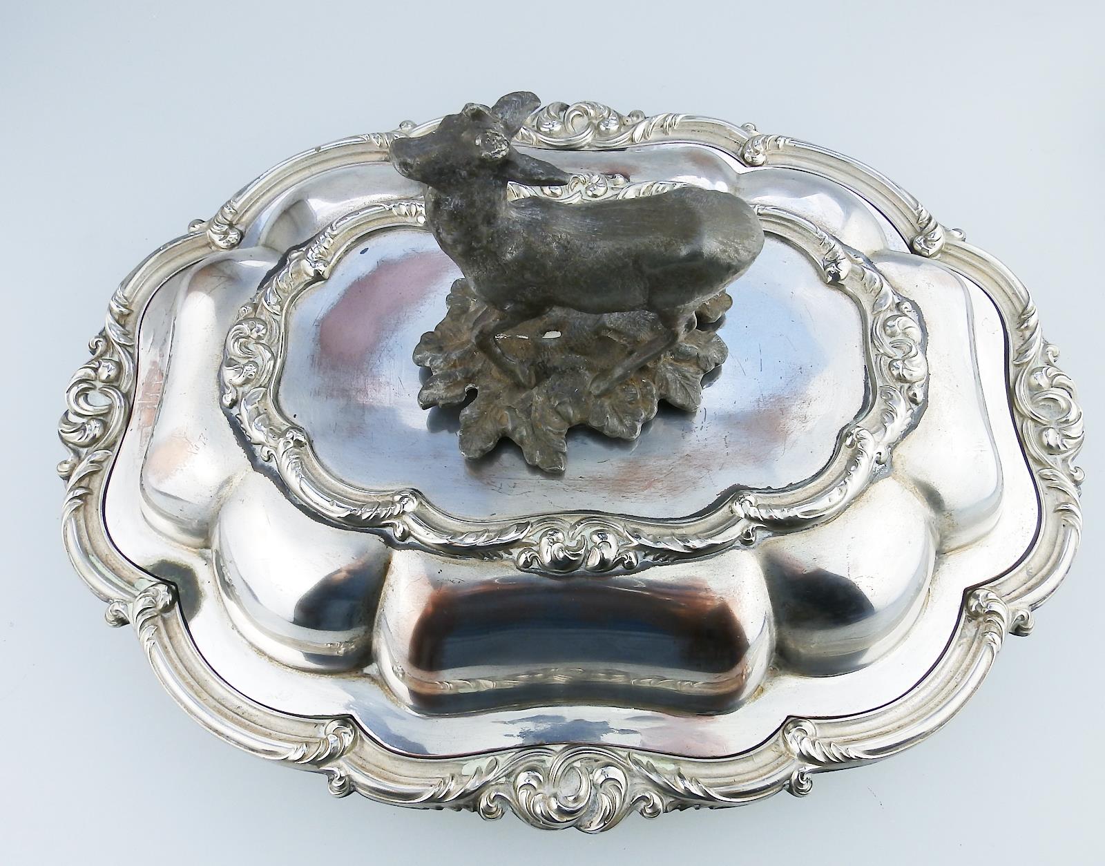 Transition Period Antique novelty Silver Plate EXTREMELY RARE Venison Dish 1840 - Image 4 of 13