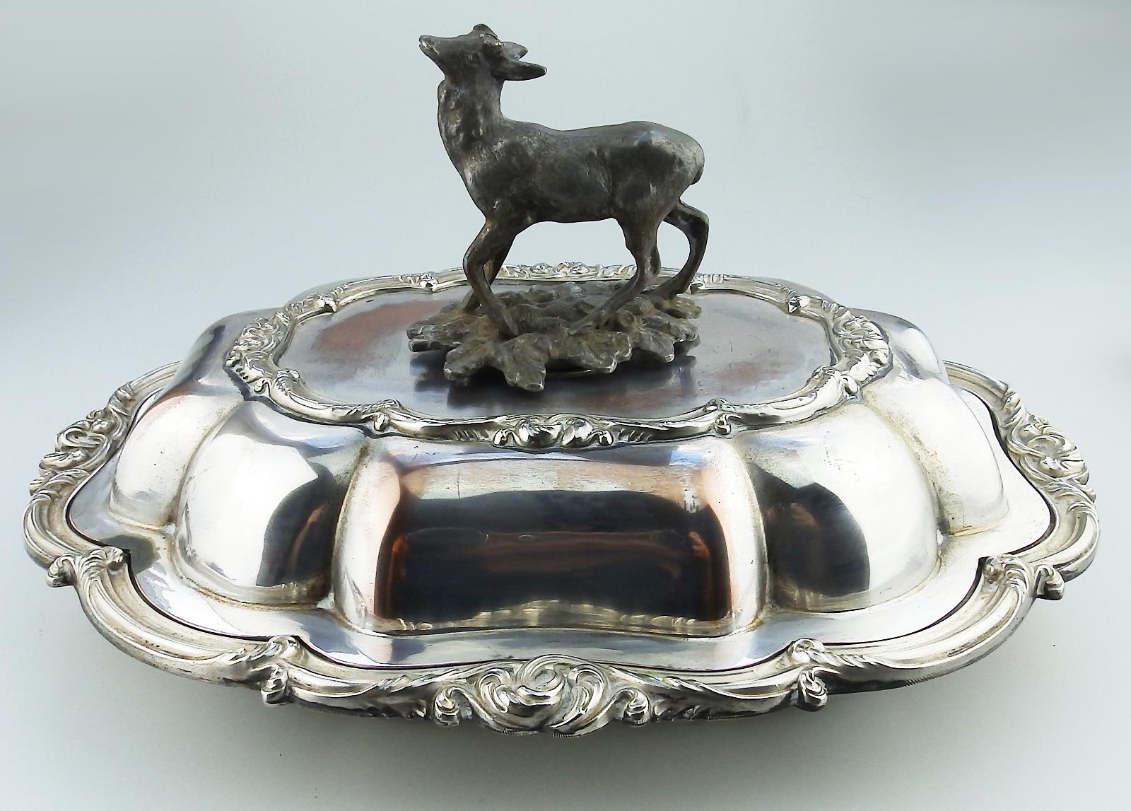 Transition Period Antique novelty Silver Plate EXTREMELY RARE Venison Dish 1840 - Image 6 of 13