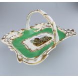 Antique English Worcester Porcelain fine novelty h/painted Basket Dish C.19th C