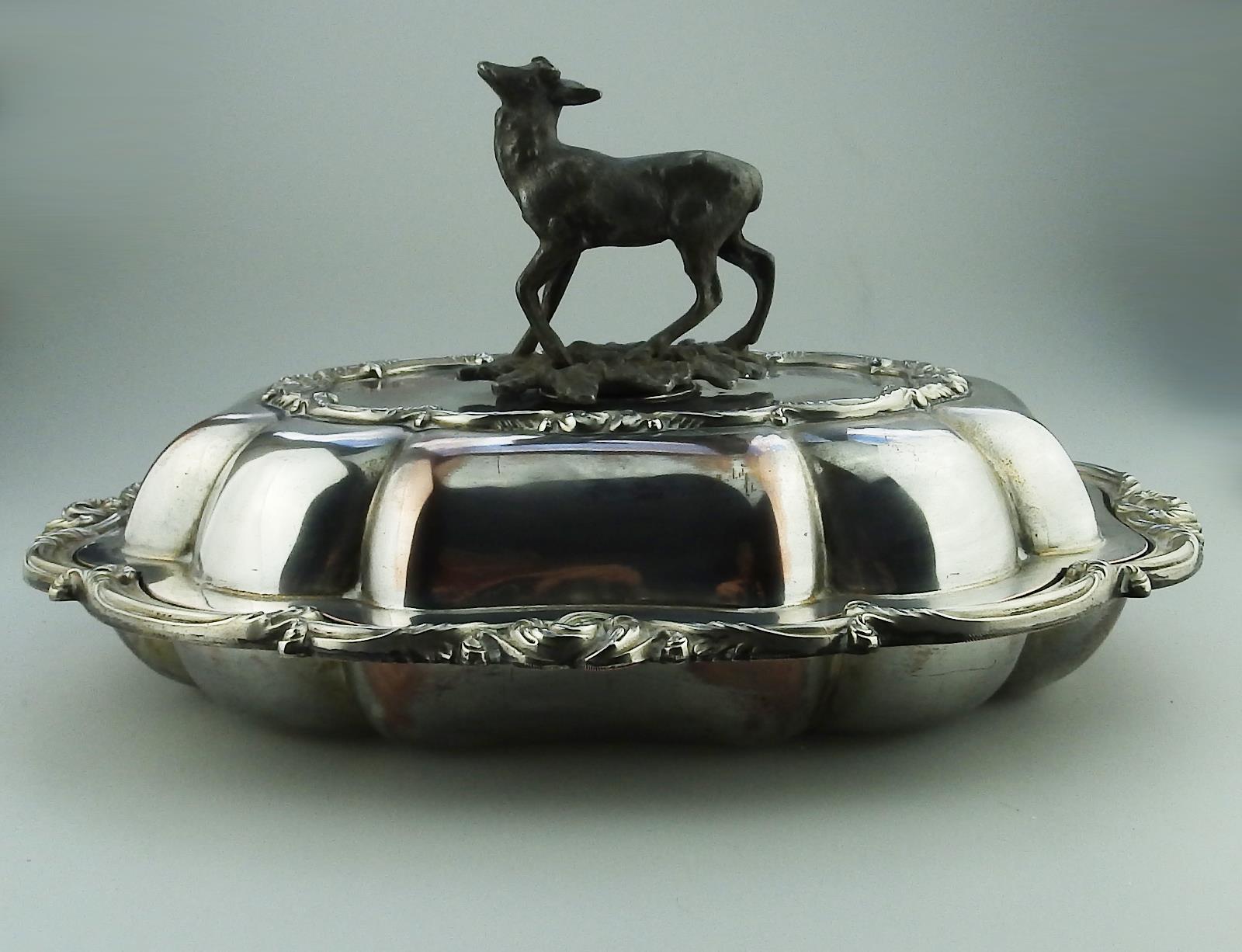 Transition Period Antique novelty Silver Plate EXTREMELY RARE Venison Dish 1840 - Image 2 of 13
