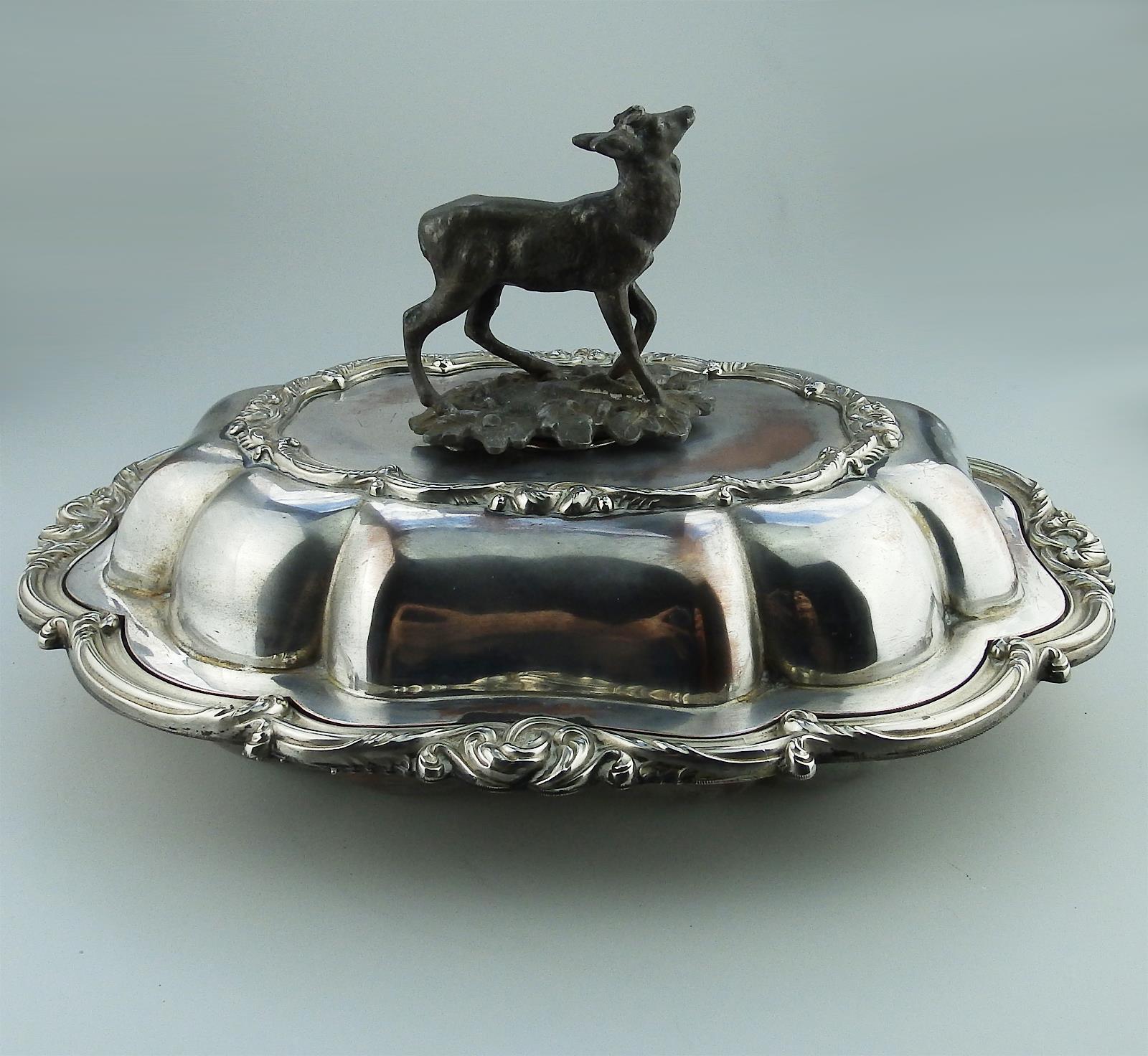 Transition Period Antique novelty Silver Plate EXTREMELY RARE Venison Dish 1840