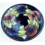 Antique British Art Pottery a good Walter Moorcroft Pansy Plate C.1947 - 1953