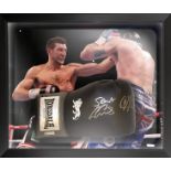 CARL FROCH/GEORGE GROVES signed boxing glove in presentation bubble