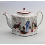 Antique English Porcelain a New Hall Boy & Butterfly 421 Lozenge Tea Pot C.1785+