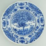 Antique Dutch Delft European Pottery rare & Fine Tea Plant Plate C. Early 18th C
