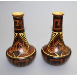 Antique British Art Deco Pottery: Good pair of Clews & Co Chameleon Vases C.1920