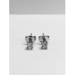 0.30ct diamond solitaire stud earrings set in platinum 950. Brilliant cut diamonds I colour, si2