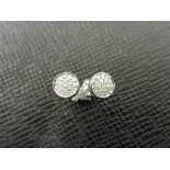 0.17ct illusion set diamond stud earrings in 9ct white gold. Small round cut diamonds, H colour