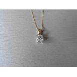 0.30ct diamond solitaire pendant set in 18ct gold. Brilliant cut diamond, I colour and si3